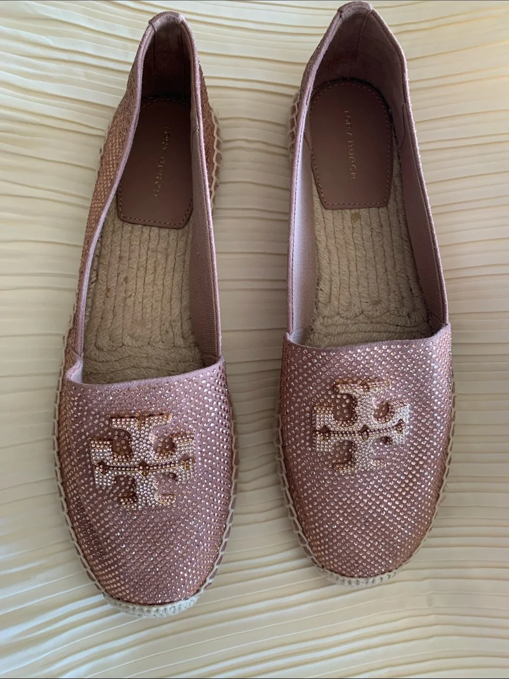 Tory Burch Pink Sparkle  Espadrille Slip-On Size 9.5